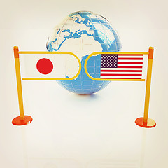 Image showing Three-dimensional image of the turnstile and flags of USA and Ja