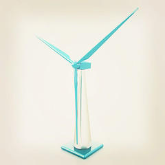 Image showing Wind turbine isolated on white . 3D illustration. Vintage style.