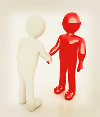 Image showing Handshake. 3D mans . 3D illustration. Vintage style.