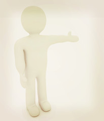 Image showing 3d people - man, person presenting - pointing. . 3D illustration