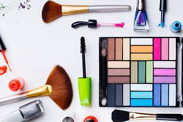 Image showing Set for make-up on pure background