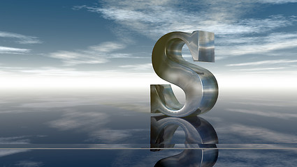 Image showing metal uppercase letter s under cloudy sky - 3d rendering