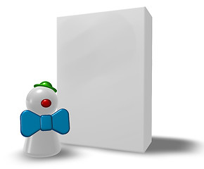 Image showing pawn clown and blank white box - 3d rendering