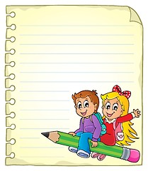 Image showing Notebook page with school kids 1