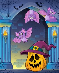 Image showing Pumpkin in witch hat theme image 2