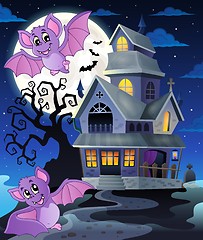 Image showing Bats near haunted house theme 1