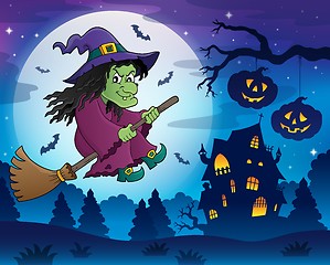 Image showing Witch on broom theme image 7