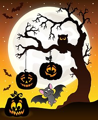 Image showing Halloween tree silhouette theme 6