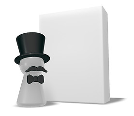 Image showing pawn with hat and beard and blank white box - 3d rendering 