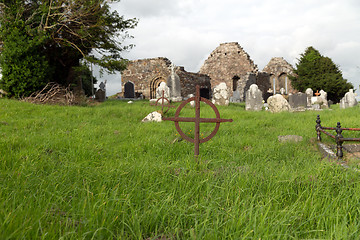 Image showing old grave cross on celtic cemetery in ireland