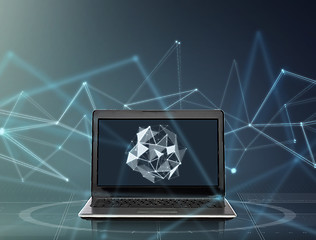 Image showing laptop with low poly shape on screen 