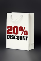 Image showing white shopping bag 20 percent discount