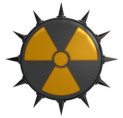 Image showing nuclear symbol with prickles on white background - 3d illustration