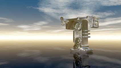 Image showing machine letter t under cloudy sky - 3d illustration