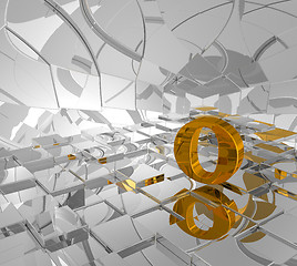 Image showing cubes background and golden letter o - 3d illustration