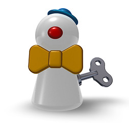 Image showing wind-up clown pawn on white background - 3d illustration