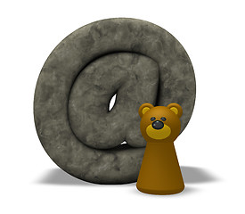 Image showing stone email symbol and bear pawn - 3d illustration