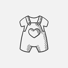 Image showing Baby overalls and shirt sketch icon.
