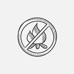 Image showing No fire sign sketch icon.