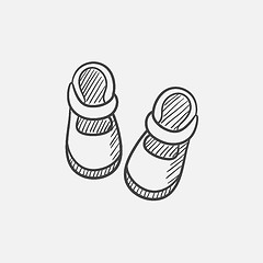 Image showing Baby booties sketch icon.