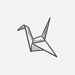 Image showing Origami bird sketch icon.