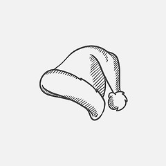 Image showing Santa hat sketch icon.