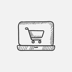 Image showing Online shopping sketch icon. 