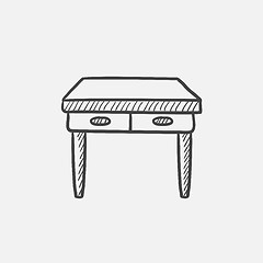 Image showing Table with drawers sketch icon.