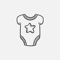 Image showing Baby short-sleeve bodysuit sketch icon.