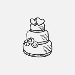 Image showing Wedding cake sketch icon.