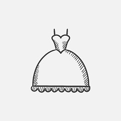 Image showing Wedding dress sketch icon.