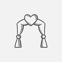 Image showing Wedding arch sketch icon.