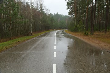 Image showing Autumn Wet Road