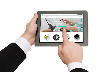 Image showing close up of hands holding tablet pc with