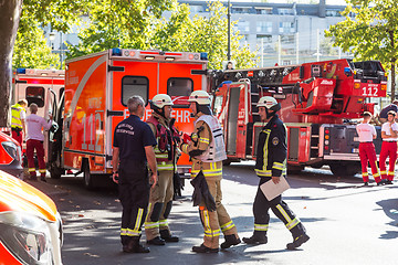 Image showing Emergency services team on chemical accident location.