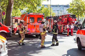 Image showing Emergency services team on chemical accident location.