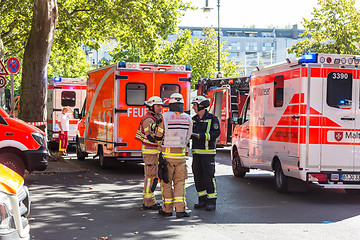 Image showing Emergency services team on chemical accident location.