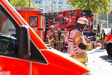 Image showing Emergency services team on chemical accident location.