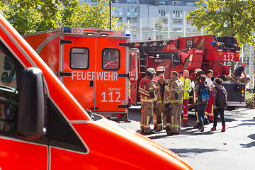 Image showing Emergency services team on chemical accident location.