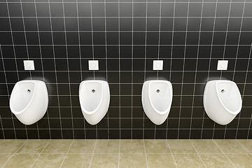 Image showing a public restroom with urinals row