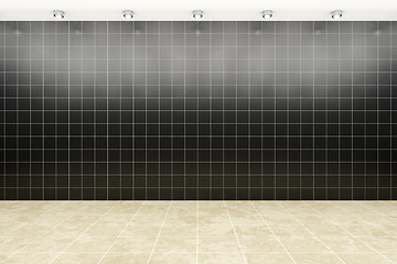 Image showing room with black tiles background