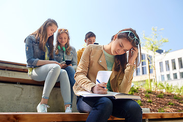 Image showing student girl suffering of classmates mockery