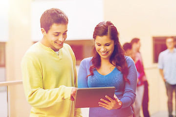 Image showing group of smiling students tablet pc computer