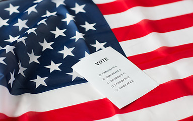 Image showing empty ballot or vote on american flag