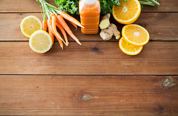 Image showing bottle with carrot juice, fruits and vegetables