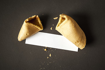 Image showing a fortune cookie with a blank paper for your message