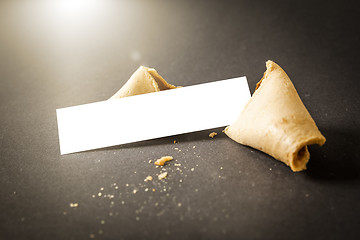 Image showing a fortune cookie with a blank paper for your message