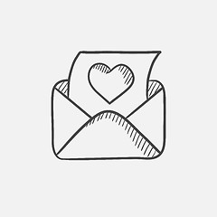 Image showing Envelope mail with heart sketch icon.