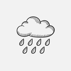 Image showing Cloud and rain sketch icon.