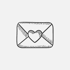 Image showing Envelope with heart sketch icon.
